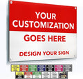 Custom Metal Signs, Personalized Aluminum, Waterproof Business Signs, White Aluminum (Red & White, 24x18 In)