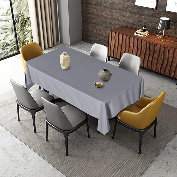 Fitable Rectangle Tablecloth Stain and Wrinkle Resistant Washable Polyester Table Cloth for Buffet Parties and Camping (54x108 inch, Light Grey)