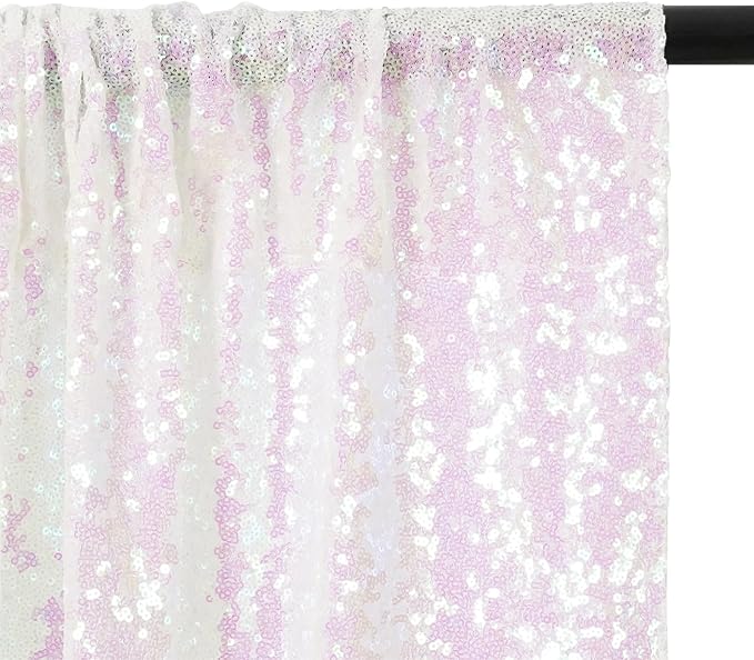 Eternal Beauty White Iridescent Sequin Backdrop, 7x7 Ft Glitter Background Curtains for Shimmer Photography Party Wedding Birthday Back Drop Decor