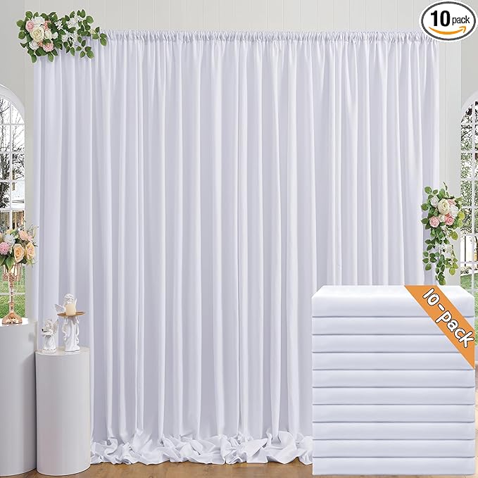 50ft x 10ft Thick Ivory Backdrop Curtains for Parties, 10 Panels 5ft x 10ft Non See Through Ivory Polyester Wedding Drapes Photo Backdrop for Birthday Party Graudation Photography Home Decor