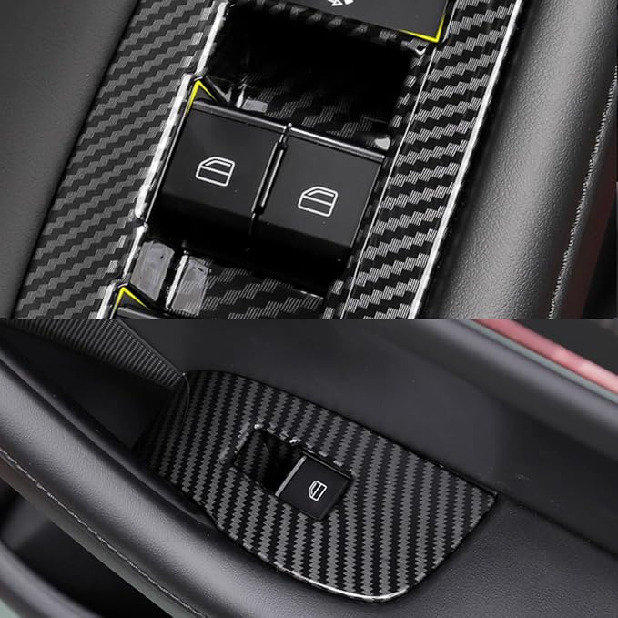 4pcs Carbon Fiber Style Front Rear Doors Window Glass Lift Switch Panel Cover Decorative Sticker Protection Car Interior Accessories for Mazda 3 2020-2025 KT12