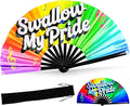 SYNTECSO Folding Hand Fan for Rave, Popping Fan for Line Dancing, Drag Queen, Women and Men Gift，Chinese Japanese UV Glow Clack Fan for Parties, Music Festivals, EDM and Decoration
