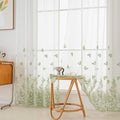 VISIONTEX White Sheer Voile Curtains, Decorative Green Embossed Butterflies Rod Pocket Window Drapes for Home Kitchen, Living Room and Bedroom 54 x 72 Inch, Set of 2 Curtain Panels