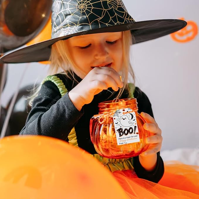Aukolass 50Pcs Boo Gift Tags, Halloween Treat Tag for Spooky Ghost Party Favor and Gift Wrapping Decoration (Boo)