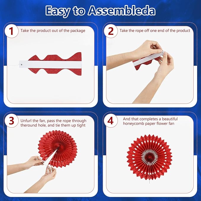 20 Pcs Navy Blue Hanging Paper Fan, Hanging Honeycomb Round Paper Fans for Weddings, Birthdays, Easter, Baby Showers, Classroom, Events Ceiling Party Supplies Decorations