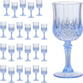 Blue Plastic Wine Glasses 7oz – 24 Pcs Unbreakable Vintage Plastic Goblets for Parties Reusable & Dishwasher Safe Ideal for Weddings, Bars, and Every Celebration