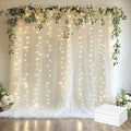 Tulle Backdrop Curtain with Lights String 20 X 10FT Ivory Sheer Tulle Backdrop Curtains for Wedding Birthday Party Reception Photo Booth Background Decorations (4 Panels 5x10FT)