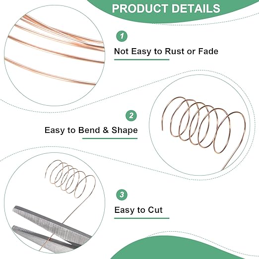 0.4mm Jewelry Wire, 26 Gauge 328FT Craft Wire Copper Beading Wire for Jewelry Making/Planting/Weaving/DIY Crafting, Soft Metal Wires [100M, Copper Tone]