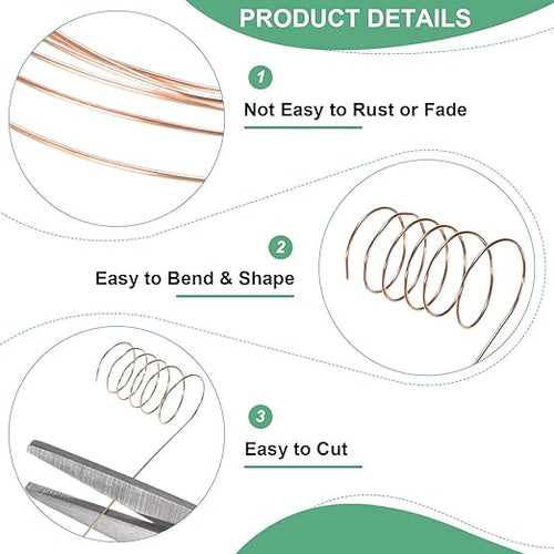 0.3mm Jewelry Wire, 28 Gauge 328FT Craft Wire Copper Beading Wire for Jewelry Making/Planting/Weaving/DIY Crafting, Soft Metal Wires [100M, Copper Tone]