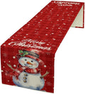 Christmas Table Runner,Christmas Snowman Snowflakes Winter Seasonal Table Cloth Kitchen Dining Table Decoration for Home Party Decor 13x70 Inch