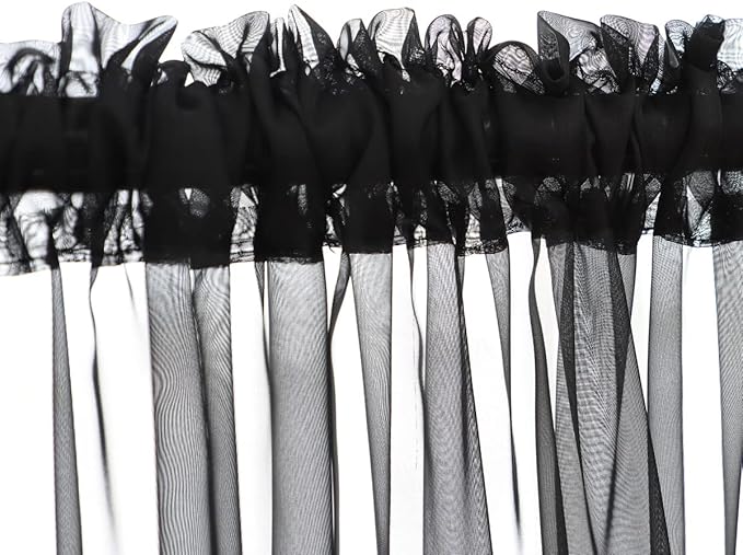 Window Black Sheer Curtains 145 Inches Long 2 Panels Sheer Curtain Basic Rod Pocket Panel for Bedroom Children Living Room Yard Kitchen (Black, 52" W x 145" L | 2 pcs)