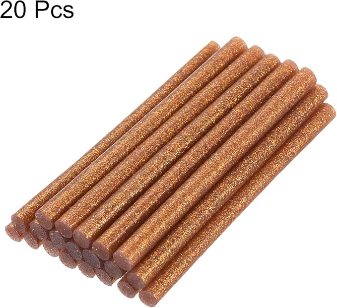 uxcell 20pcs Hot Glue Sticks for Glue Gun 11mm/0.43-inch x 4-inch Mini Hot Melt Adhesive Glue Stick Glitter Bronze Gold