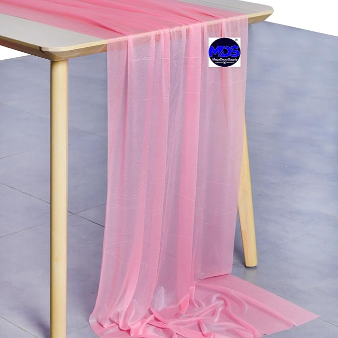 MDS Halloween Chiffon Table Runner - 10 Pack, 29 x 170 Inches, 14ft Each - Sheer Spooky Table Runners for Haunted House Parties, Trick-or-Treat Tables, Witchy Décor, Wedding & Events - Coral