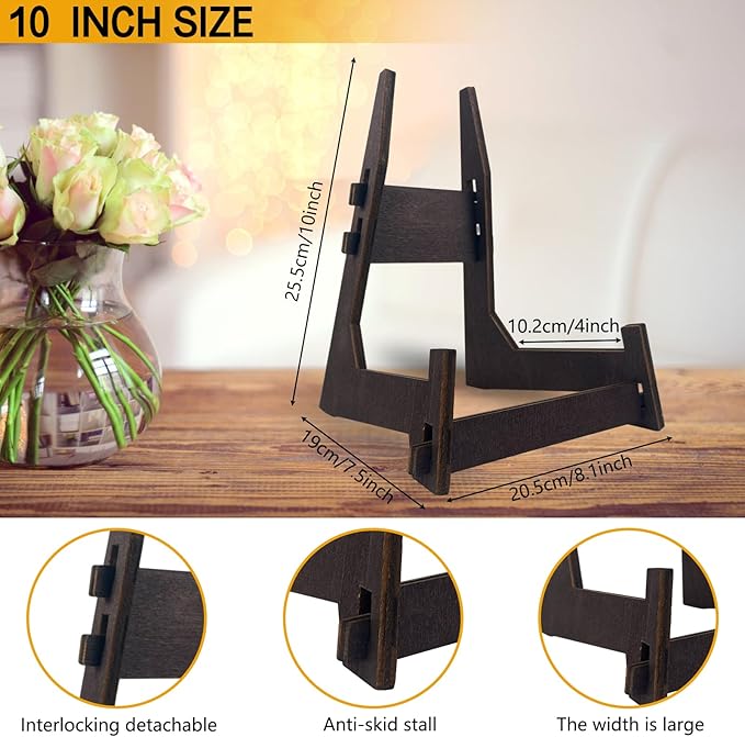10 Inch Wooden Plate Stand - Easel & Book Display Stand