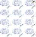 Minetom 12 Pack Fairy Lights Battery Operated String Lights, 8 Modes & Timer, 7ft 20LED White Waterproof Silver Wire Twinkle Lights, Firefly Starry Moon Lights for Mason Jars DIY Christmas Wedding