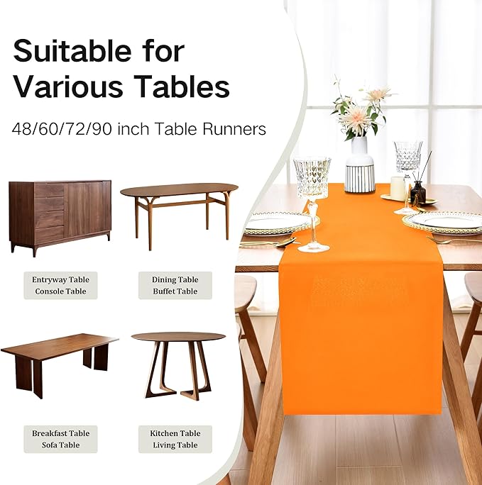 Farmhouse Orange Table Runner Dining Table Runners 60 Inches Long Coffee Table Runner for Dresser Living Room Bedroom Holiday Party Banquet 12X60 Inch