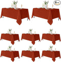 Fitable 8 Pack Rectangle Tablecloths: Stain Resistant Wrinkle Free Fall Table Clothes, Washable Reusable Polyester Table Covers for Wedding Thanksgiving Party Birthday Banquet(Rust, 70x108 Inch)