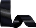 LaRibbons 1 1/2 Inch 25 Yard Double Faced Satin Ribbon,Black Satin Craft Fabric Ribbon for Gift Wrapping Floral Bouquets Wedding Party Decoration
