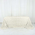 Efavormart 90"x132" Wholesale Rectangle Table Cover Ivory Grandiose Rosette 3D Satin Tablecloth for Wedding Party Event Decoration