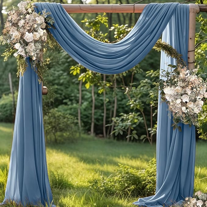 Fall Dusty Blue Wedding Arch Draping Fabric 1 Panel 29" × 20FT Sheer Drapes Outdoor Curtain for Wedding Ceremony Baby Bridal Shower Arch Ceiling Backdrop Decor