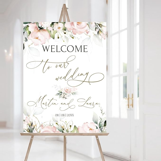 Personalized Wedding Welcome Sign, Flowers Wedding Welcome Sign, Wedding Welcome Sign, Custom Wedding Sign, Welcome To Our Wedding Sign, Flowers Wedding Board, Wedding Decorations Signs # 17