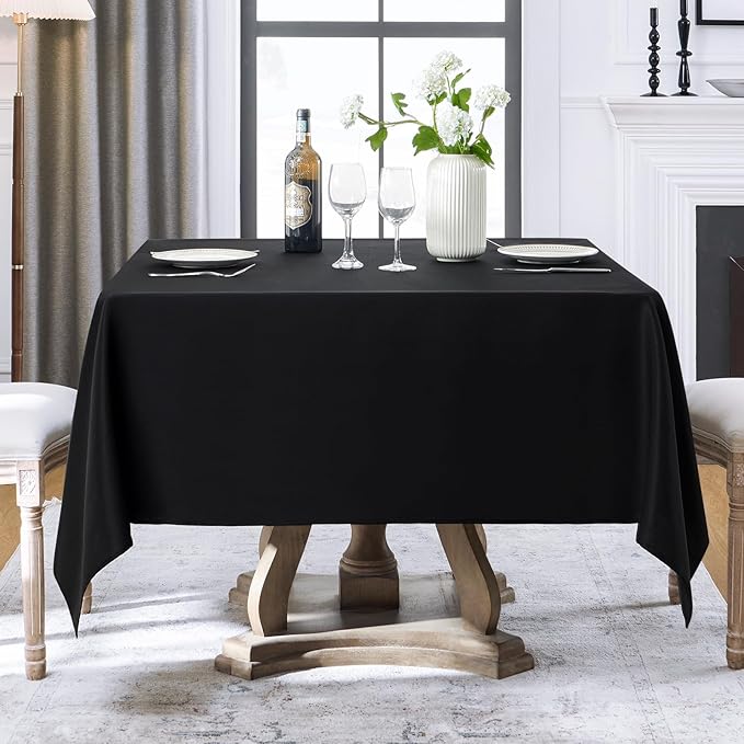 Square Tablecloth 52 x 52 Inch Black 10 Pack Tablecloths Stain-Wrinkle Resistant Washable Polyester Table Cloths for Holiday, Buffet Parties,and Wedding