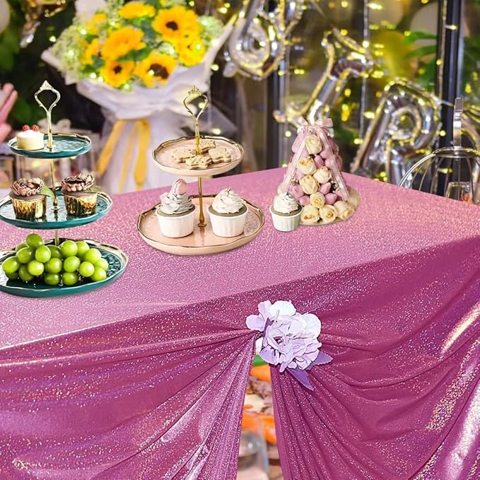 Fitable Sequin Tablecloth for Parties 60x120 Inch - Sparkle Glitter Table Cloth Laser Rectangle Overlay for Wedding Baby Shower Ceremony Birthday Holiday Banquet Decor, Fuchsia