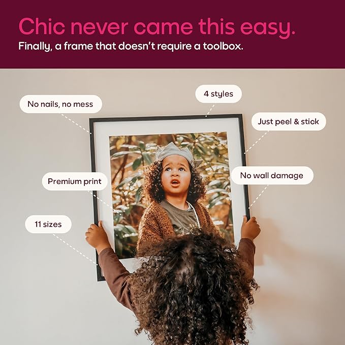 Mixtiles Official - Custom Photo Tiles - Personalized Printed Photos - Magnetic Wall Frames - Adhesive Sticker, No Nails - Various Sizes and Frames - offbeat-set-5-Tile - Oak Frame