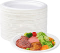 ECOLipak 100% Compostable 10 Inch Heavy Duty Paper Plates, 150 Pack Disposable Biodegradable Eco-friendly Sugarcane Bagasse Plates for Dinner Party(White)