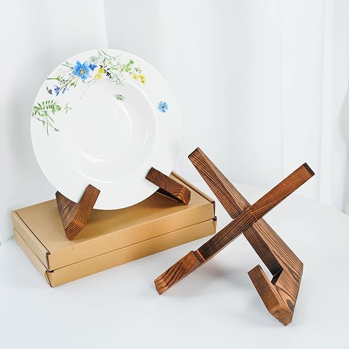 ZEERSHEE Plate Stand for Display - 6.9 Inch Plate Holder Display Stand, Wooden Picture Frame Holder, Decorative Table Top Easels（Pack of 2）