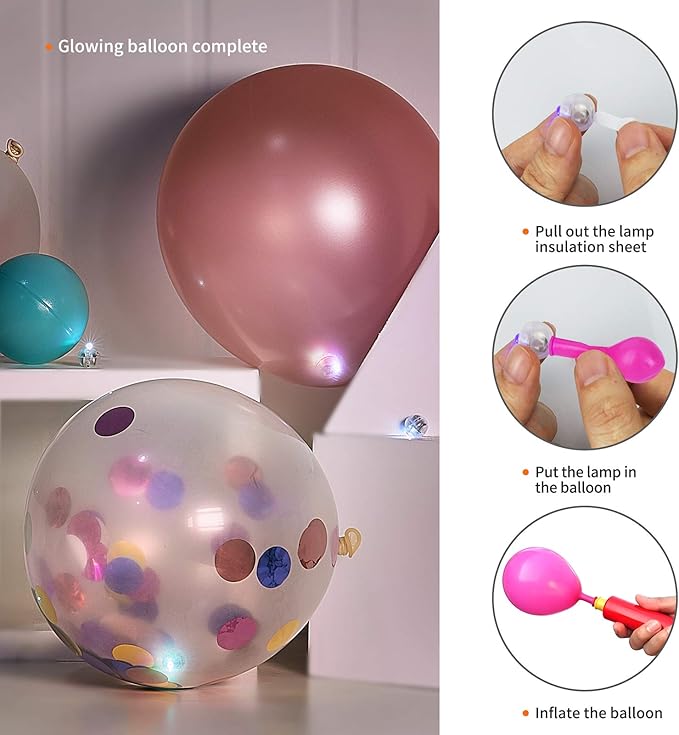 Aogist 200pcs 10-Colors Mini Lights with Hook,Long Standby Time Waterproof LED Balloon Light,Battery Powered,Ball Lamp for Balloon Paper Lantern Birthday Party Christmas Halloween