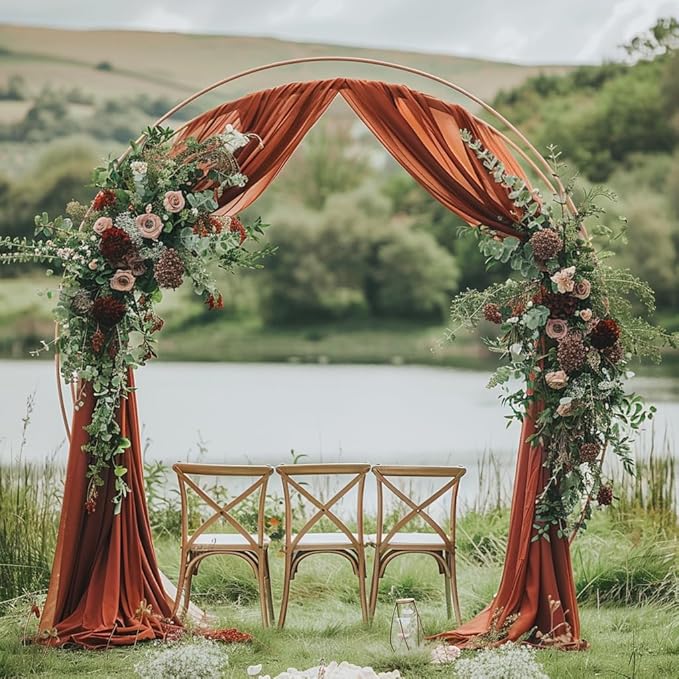 Wedding Arch Draping Fabric 1 Panel 28.7" x 20FT Terracotta Sheer Chiffon Backdrop Drapes for Wedding Ceremony Birthday Party Bridal Shower Outdoor Decoration