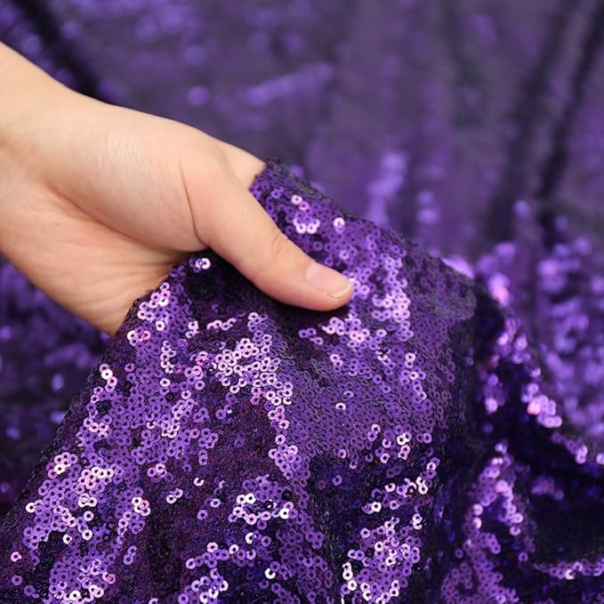 Poise3EHome Purple Sequin Backdrop, 6Ft x 8Ft Glitter Photography Background Curtains for Halloween Party Wedding Birthday Decoration
