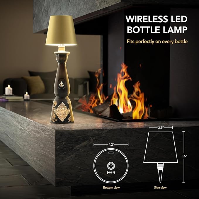 Wireless Bottle Lamp for Any Type of Bottle - LED Bottle Lamp for Indoor & Outdoor - 100% Waterproof - 3000K Warm Light - Wireless & Rechargeable, Unique and Beautiful Design (Red)