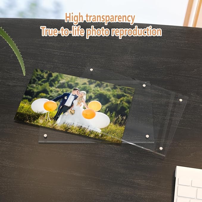 HELPLEX Picture Frames, 1 Pack 6x8 inch Acrylic Picture Frame Clear 6 x 8 Photo Frames Magnetic Picture Frames Ready for Tabletop Display, Effectively Protect Photos from Fading and Yellowing