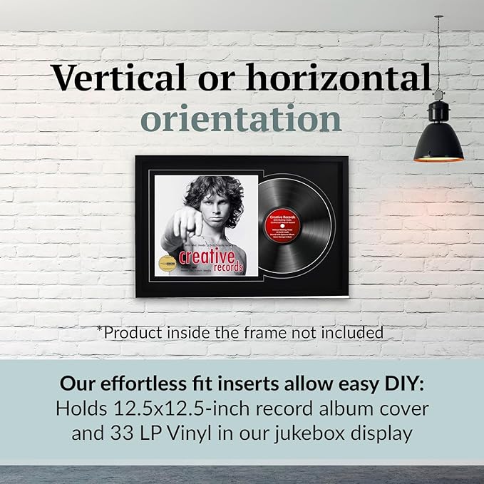 Creative Picture Frames 16" x 24" Jukebox Vinyl Frame Display with Double Matting, LP Record Album Frame for Wall Decor, Black/Black, Pack of 4