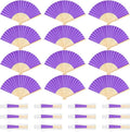 12 Pieces Purple Hand Held Bamboo Folding Fans Paper Fans Handheld for Women Foldable Girls Wedding DIY Decoration Church Home Party Favors Summer