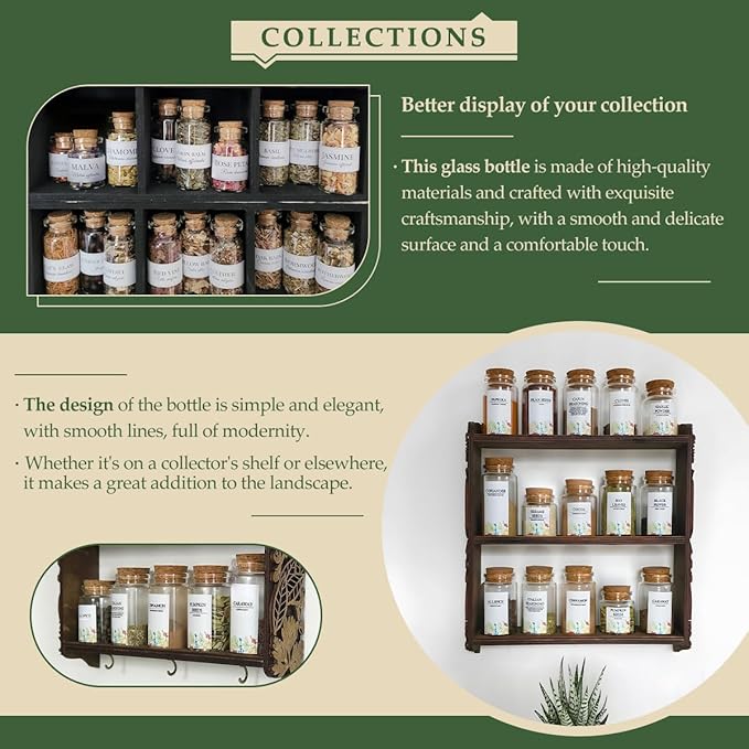 JIUYUE 40 pcs 50 ml Small Glass Cork Bottles,Cork Decoration(1.69 oz-1.45x2.75 inch)