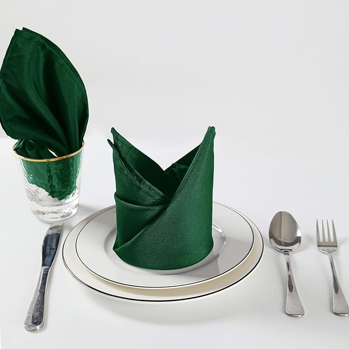 Cloth Napkins 17x17 inch Washable Polyester Dinner Napkins Soft Table Napkins for Wedding Party Dining Banquet(Hunter,100PCS)