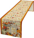 Autumn Table Runner,Farmhouse Leaves Pumpkin Thanksgiving Table Cloth for Kitchen Dining Table Decoration Home Party Decor 13x36 Inch