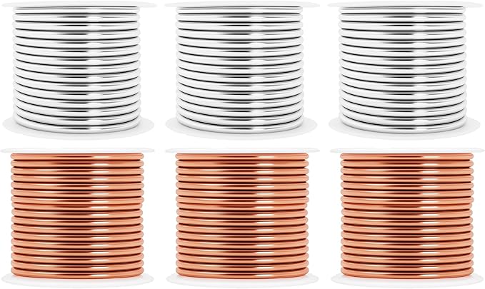 Mandala Crafts 10 Gauge Anodized Aluminum Craft Wire for Jewelry Making - 120 FT Colored Flexible Silver Copper Tone Wire - Bendable for Bonsai Armature Crafting Sculpting