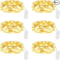 Lakumu 6 Pack Fairy Lights Battery Operated String Lights -7FT 20LED Fairy Lights Waterproof Silver Wire Firefly Starry Moon Lights for DIY Christmas Decorations Party Wedding Centerpiece Table Decor