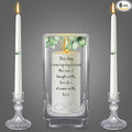 Unity Wedding Candles with Holder Wedding Ceremony Unity Candles Set Catholic Religious Accessories Large Decorative Glass Holder Taper for Church(Green Leaf)