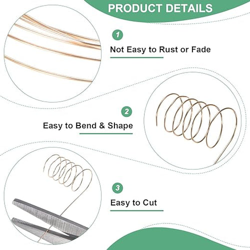 0.3mm Jewelry Wire, 28 Gauge 328FT Craft Wire Copper Beading Wire for Jewelry Making/Planting/Weaving/DIY Crafting, Soft Metal Wires [100M, Champagne Gold]