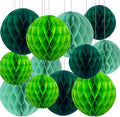 Green Paper Honeycomb Balls,12 Pack Hanging Tissue Pom Poms for Birthdays,Weddings,Fiesta,Home Party Decoration