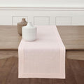 Solino Home Linen Pink Table Runner 120 Inches Long - 100% Pure Linen Hemstitch 14 x 120 Inch Table Runner for Dining and Halloween - Classic Hemstitch