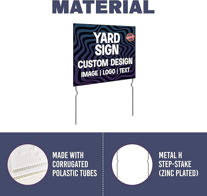 Custom Yard Signs with Metal Stakes (24”x18”) – by DreamController | Personalized Lawn Signs for Businesses, Events & Campaigns | HD Printed Outdoor Signage | Made in USA