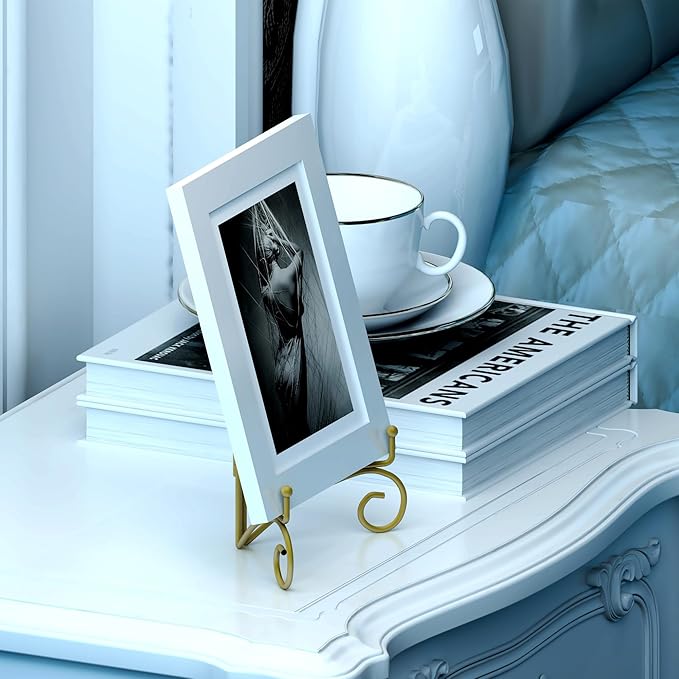 10 Inch Display Plate Stand with Folding Design, Metal Plate Holder for Tables, Picture Easel for Home Decoration, Photo Frame Stand, 10'' Gold
