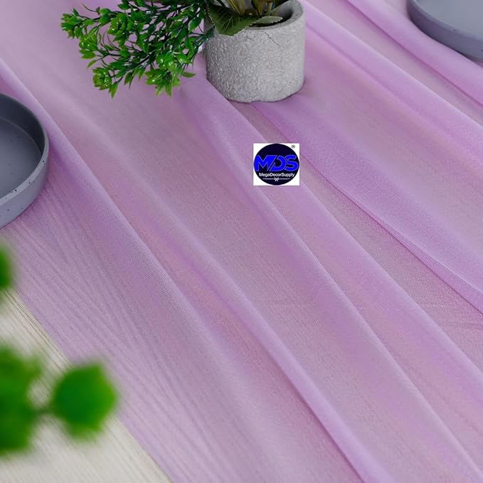 MDS 20 Pack 10ft Chiffon Table Runner 29 x 120 Inches Sheer Wedding Runner Romantic Rustic Table Runner for Wedding Decorations, Birthday Parties, Bridal Shower Party Arch Decor - Orchid