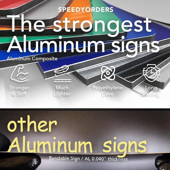 Custom Metal Signs, Personalized Aluminum Signs, White Aluminum (Red Background, 36x24 In)